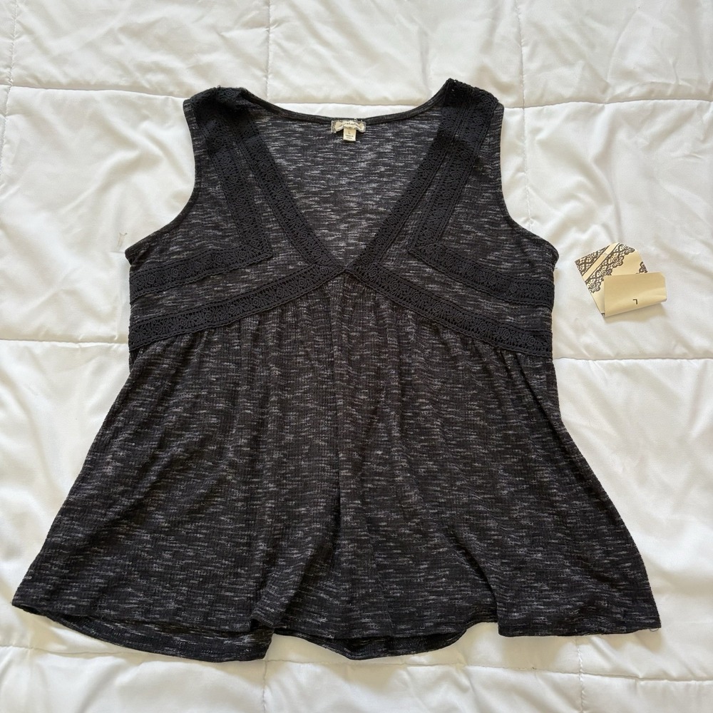 NWT Vintage 90s Y2K Womens Large Cami Tank Top Black Grunge Goth Hippie Feminine